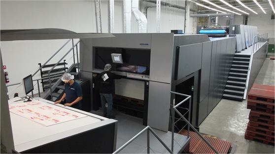 Large printing press in operation