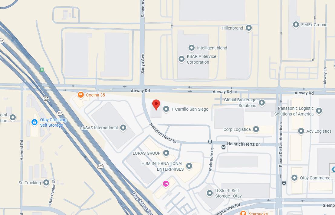 Map showing headquarters of PM Packaging