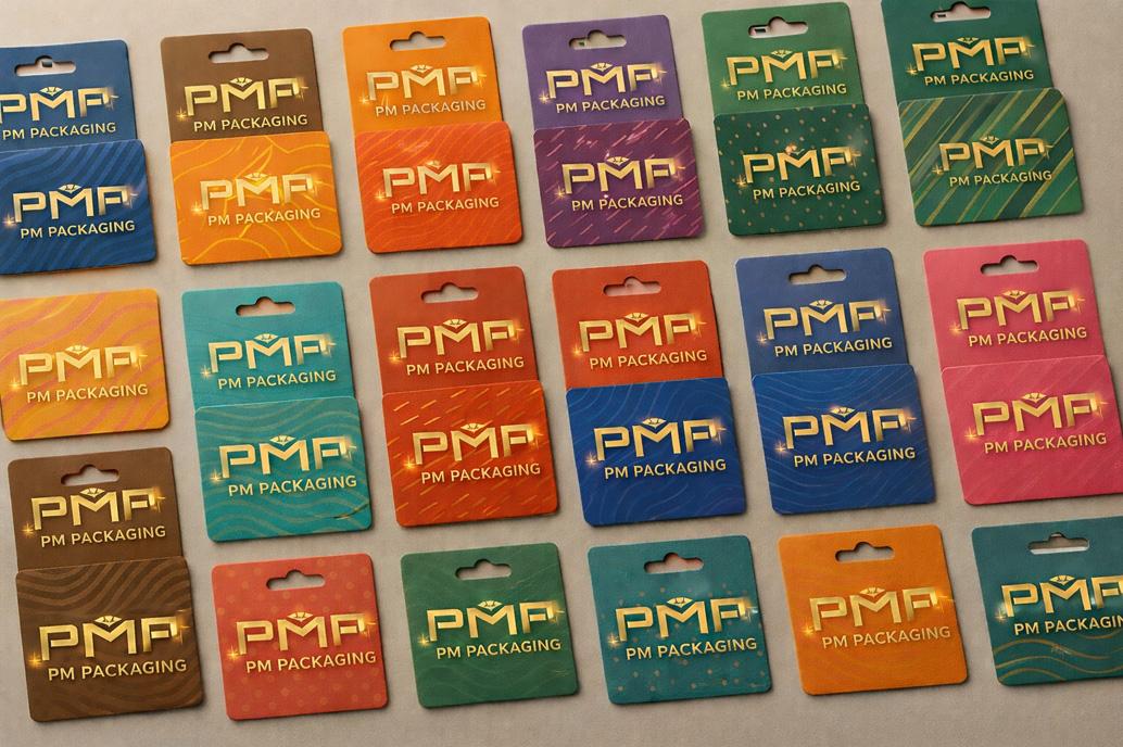 Gift card holder with soft‑touch laminate and foil logo