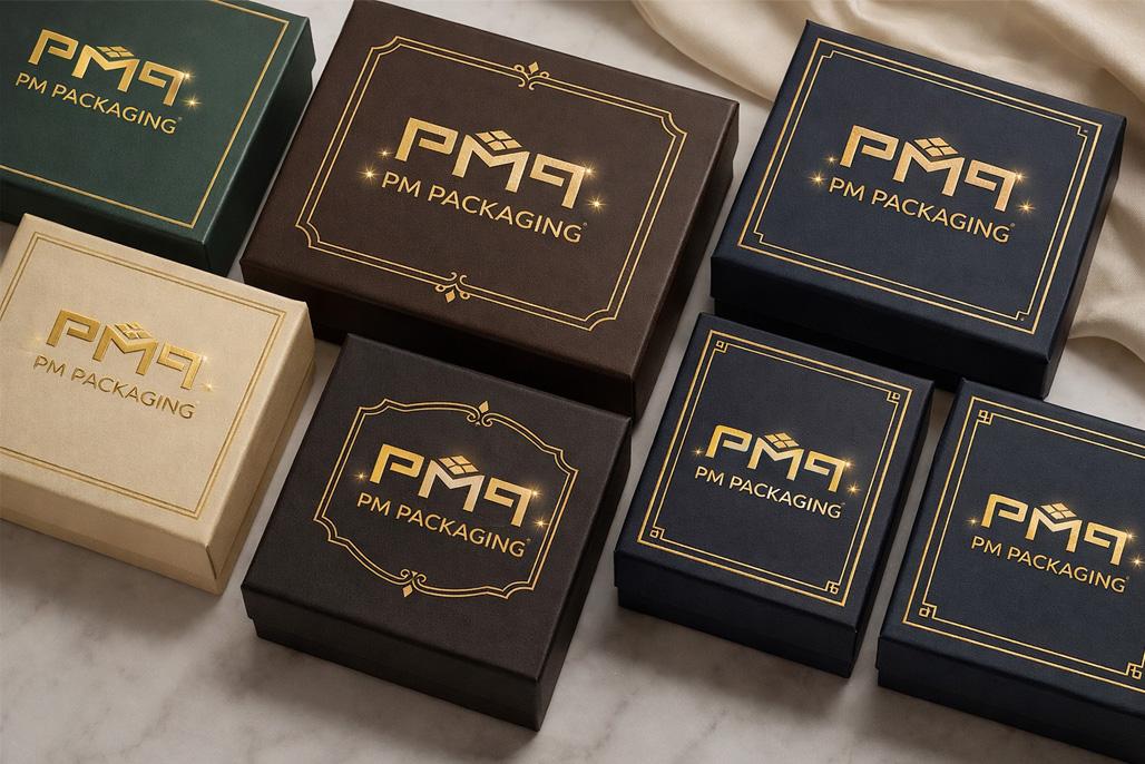 Luxury rigid box with soft-touch laminate, foil, and embossing