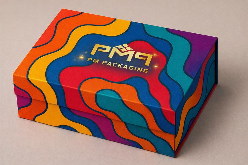 Luxury rigid magnetic closure box with hinged lid and concealed magnets