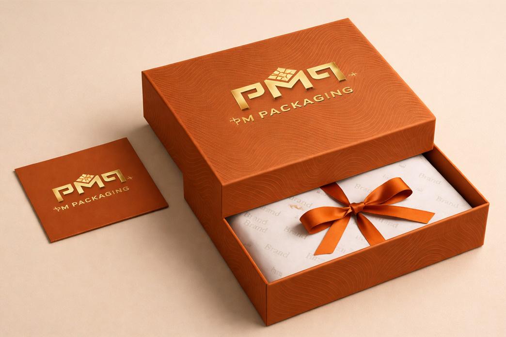 Premium rigid setup box with telescoping lid and branded wrap